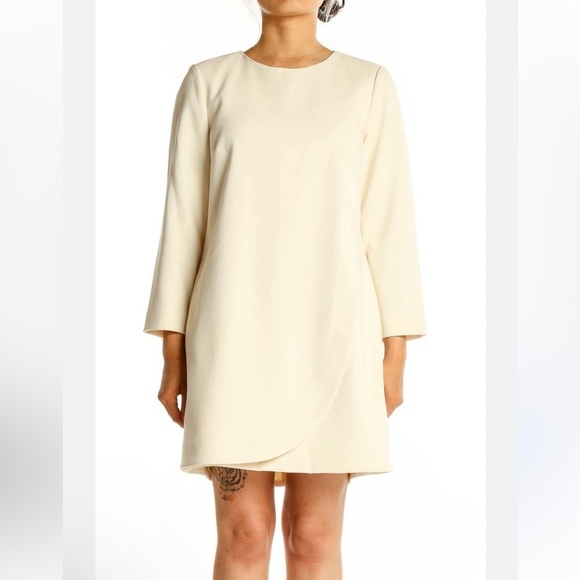 J. Crew Dress Women’s 16 Ponte Sheath Ivory Modest Lined Work Office - Picture 1 of 5